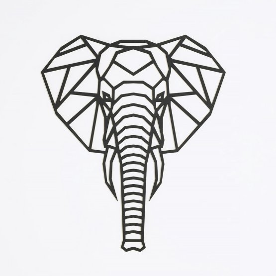 Pictură geometrică din lemn - Elefant - diferite culori culoare: negru