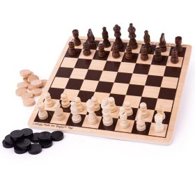 Bigjigs Toys Șah și dame din lemn