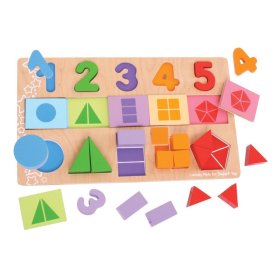 Bigjigs Toys Tablă didactică Numere, culori, forme, Bigjigs Toys
