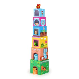 Turnul Small Foot Cube cu animale din lemn, small foot