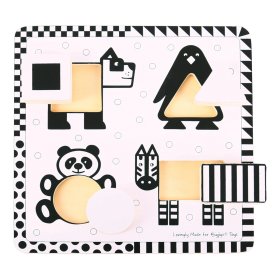 Bigjigs Toys Puzzle din lemn cu inserții forme alb-negru 1, Bigjigs Toys