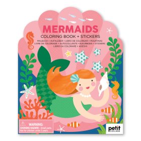 Carte de colorat cu autocolante Petit Collage Mermaid