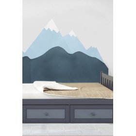 Protecție cu spumă pentru peretele din spatele patului Munții - albastru