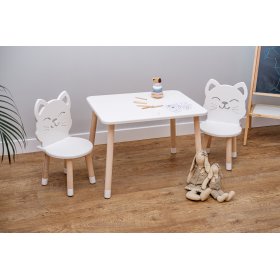 Masa pentru copii cu scaune - Pisica - alba, Ourbaby®