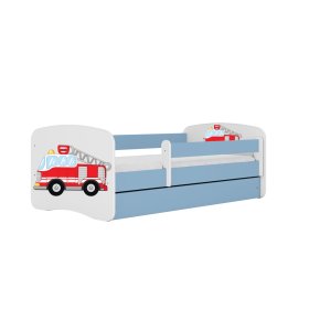 Pat pentru copii cu barieră Ourbaby - Mașină de pompieri - albastru, Ourbaby®
