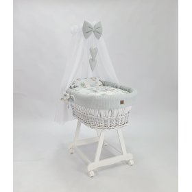 Pat din răchită albă cu echipament pentru un bebeluș - Arici, Ourbaby®