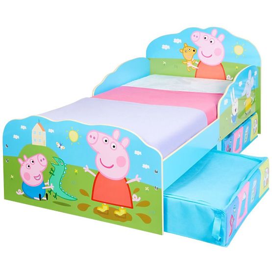 Pat pentru copii Peppa Pig cu cutii de depozitare