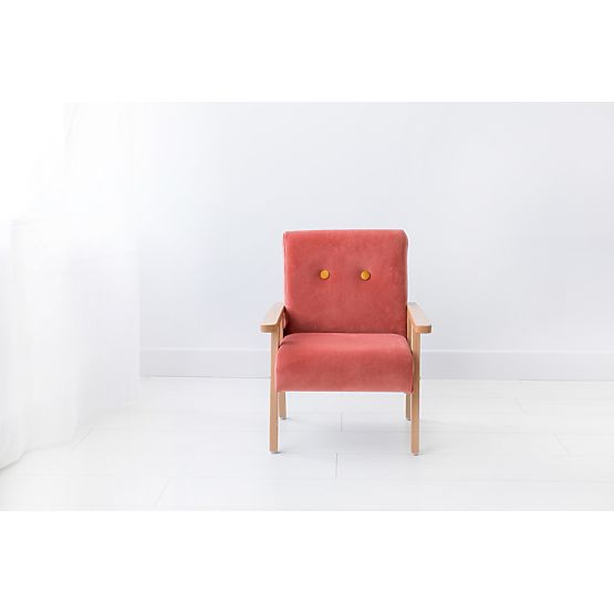 Fotoliu retro copii Velvet - coral