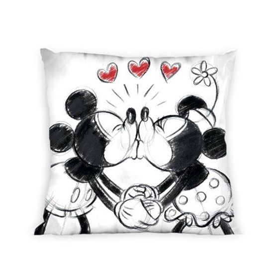 Husă de pernă 40x40 cm - Mickey și Minnie Mouse - alb-negru