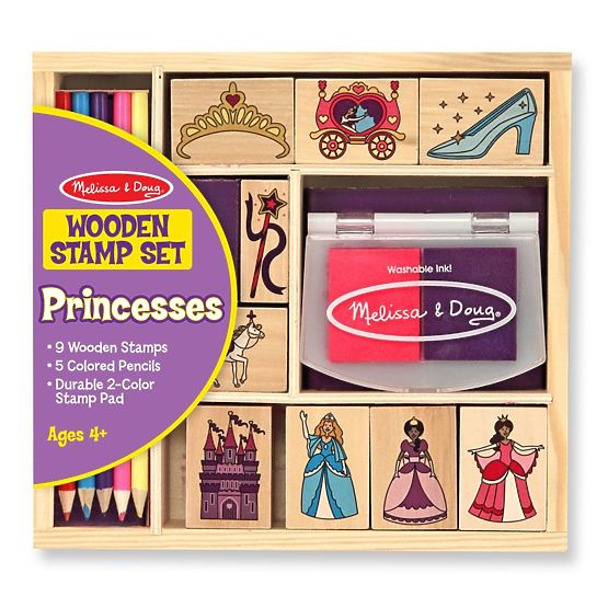 Melissa & Doug - Set de timbre Princess din lemn