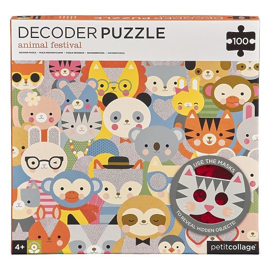 Petit Collage Puzzle animale 100 buc cu ochelari 3D