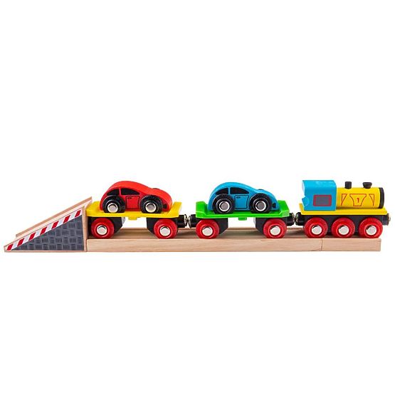 Trenul Bigjigs Rail Freight cu mașini și șine