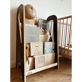 Bibliotecă pentru copii SLIM S - negru, baby wood