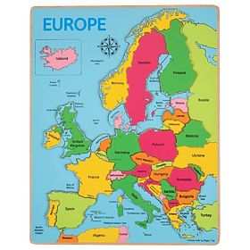 Bigjigs Toys Puzzle din lemn Harta Europei 25 piese, Bigjigs Toys