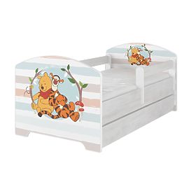 copii pat cu barieră - ursuleț bah și tigru - decor norvegiană pin, BabyBoo, Winnie the Pooh