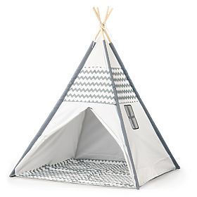 Cort pentru copii Teepee - gri-alb