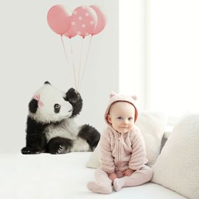 Decorațiune de perete DEKORNIK – panda cu baloane roz, Dekornik