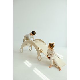 Leagăn Montessori din lemn cu tobogan/perete de cățărare L - natural, baby wood