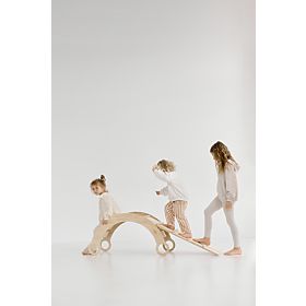 Leagăn Montessori din lemn cu tobogan/perete de cățărare M - natural, baby wood