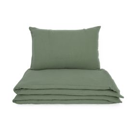 Lenjerie de pat din muselină Ourbaby 135x100 + 40x60 cm - verde, Ourbaby®