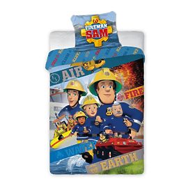 Lenjerie de pat pentru copii 140x200 cm + 70x90 cm Pompierul Sam, Faro, Fireman Sam