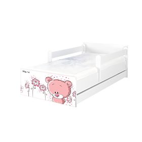 Pat copii MAX Pink Tedy Bear 160x80 cm - alb